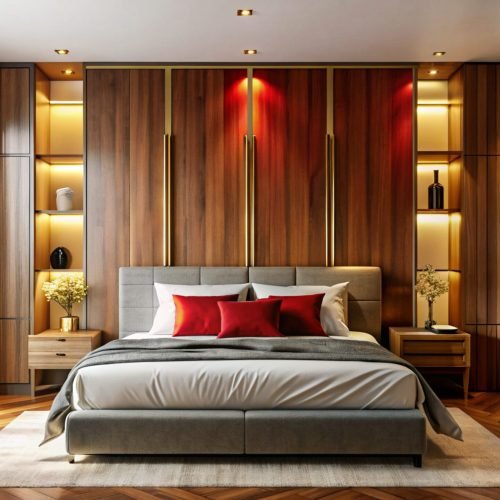 A modern wooden bedroom design